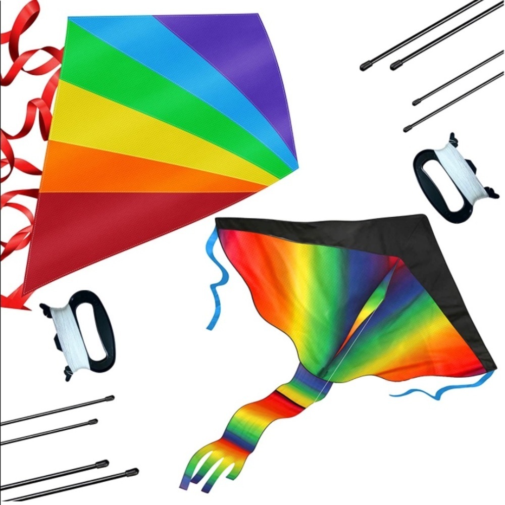 2 Pack Rainbow Kite and Diamond Kites for Kids